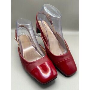 Alohas Lindy Women's Red Slingback Leather Pumps Size 38 (7.5 US)